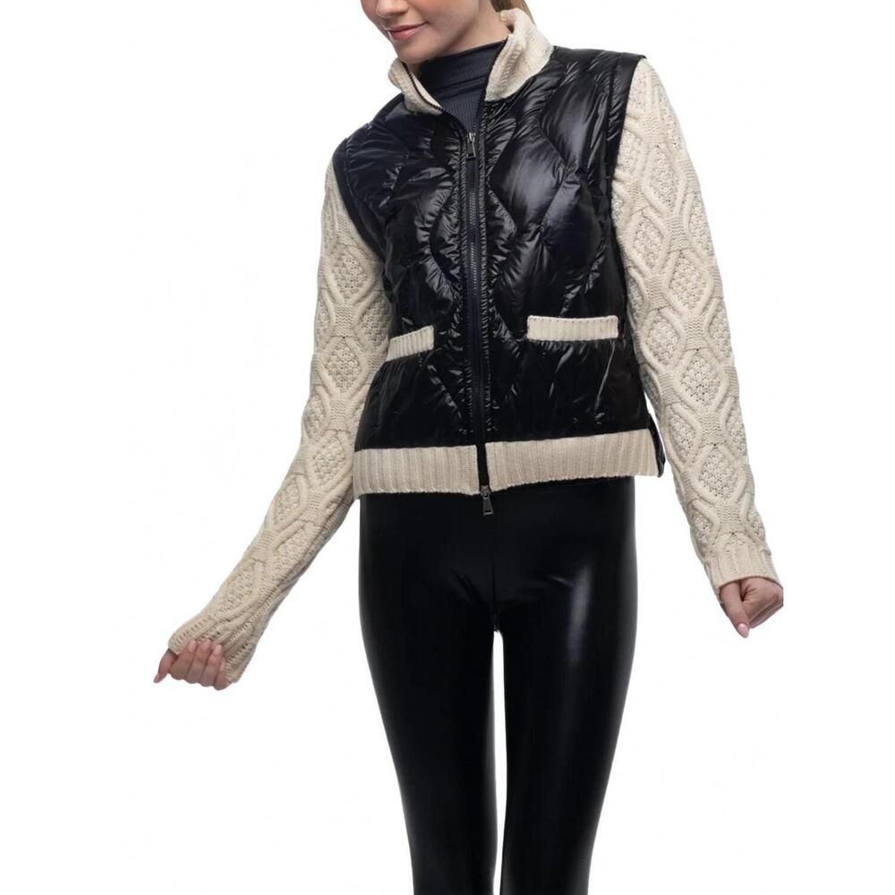 NEW COTES OF LONDON hyde quilted down wool jacket in midnight black